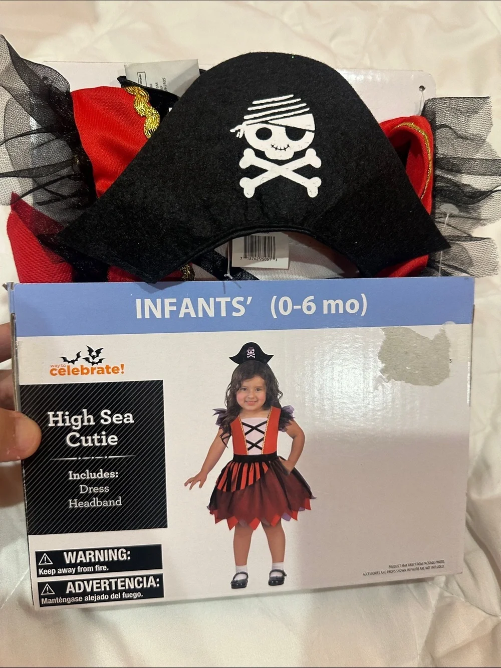 NEW High Sea Cutie Pirate Costume Dress & Headband - Black & Red size (0-6mo)